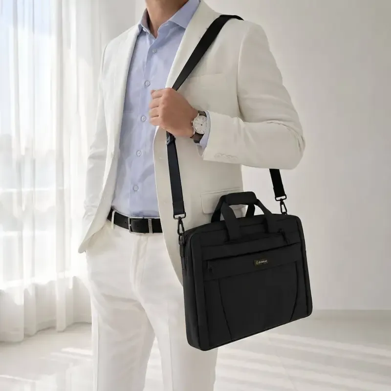 کیف اداری 3 کاره برزنت با جای لپتاپ بند دوشی و دستی ابعاد 45×35×10 سانتی متر