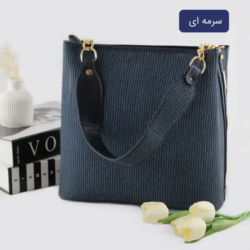 کیف زنانه روزمره چرم مصنوعی با بند بلند و جیب داخلی