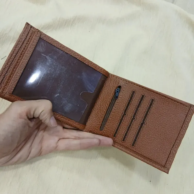 کیف پول مردانه چرم صنعتی طرح پولو رنگ مشکی و قهوه و عسلی جیبی