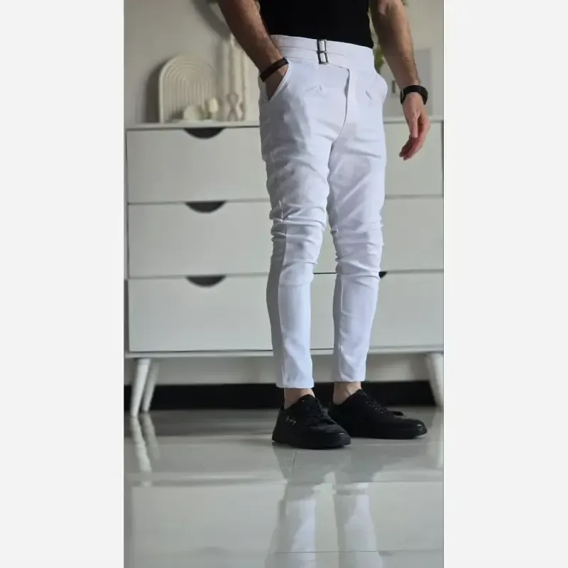 شلوار کمر انگلیسی زنانه پارچه بنگال رنگ مشکی طوسی سفید نخودی سبز سایز XL و XXL