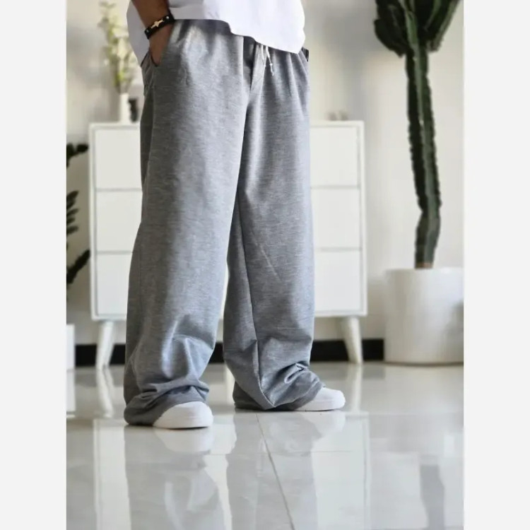 شلوار اسلش فول بگ مشکی طوسی برفی سایز XXL XXXL مناسب آقایان و خانم ها قد 115