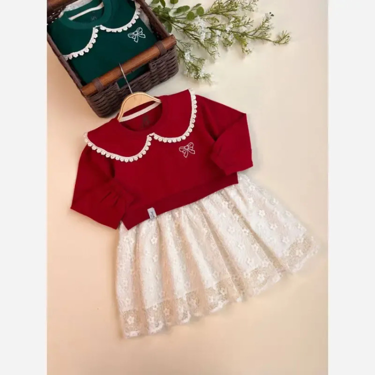 پیراهن دخترانه مجلسی یلدایی دورس و تور سایز 40 تا 55