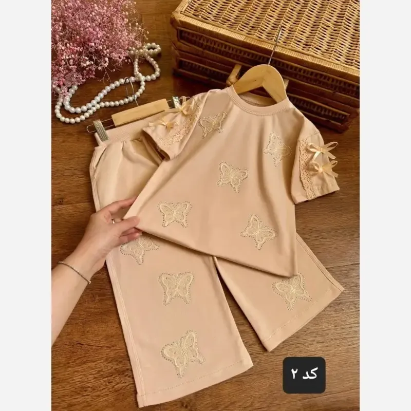 ست تیشرت و شلوار دخترانه پنبهای سایز 35 تا 60 مناسب 3 تا 12 سال