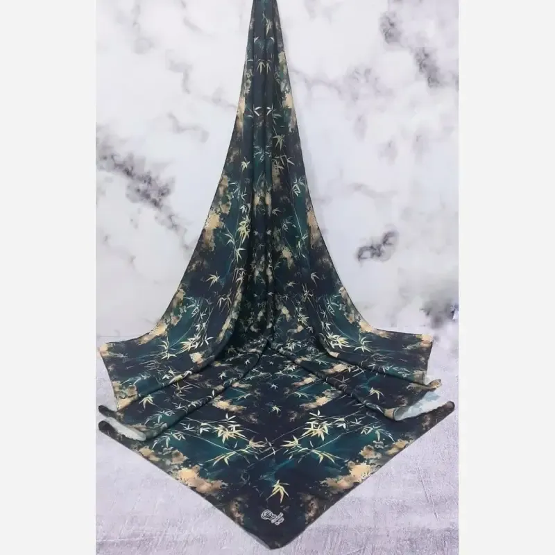 روسری نخ کاستوم طرح شهلا سه بعدی رنگ کله غازی کرم