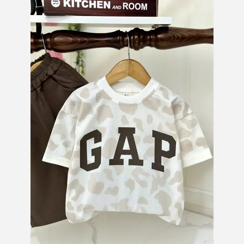 ست تیشرت و شلوارک دخترانه GAP نخ پنبه و کتان مناسب 2 تا 8 سال
