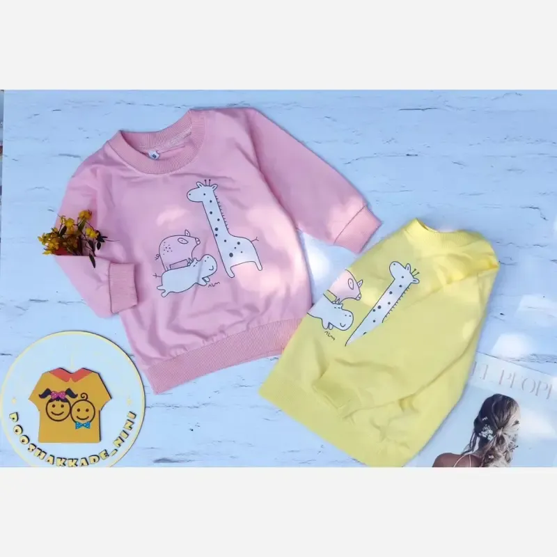 بلوز بچگانه طرح زرافه جنس نخ پنبه وارداتی مناسب 6 ماه تا 3 سال